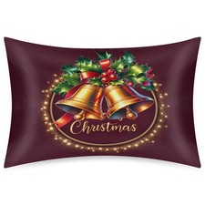 Christmas Satin Pillowcase for Hair and Skin Christmas Bell Soft Silk Pillow ...