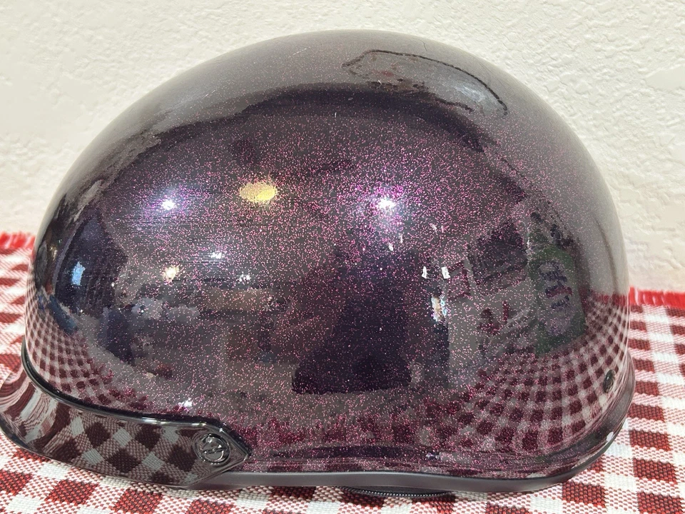 Medio casco Harley Davidson para mujer M etiqueta rosa brillo metálico escama Foto 3 de 4