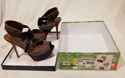 Sam Edelman S Noura Moss Green Suede Buckle Peep Toe Heels - Size 7.5 EUC