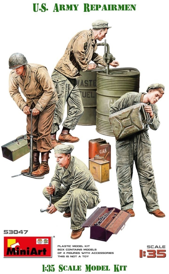 1:35 WWII US Army Repairmen with Equipment four figures scale kit by MiniArt