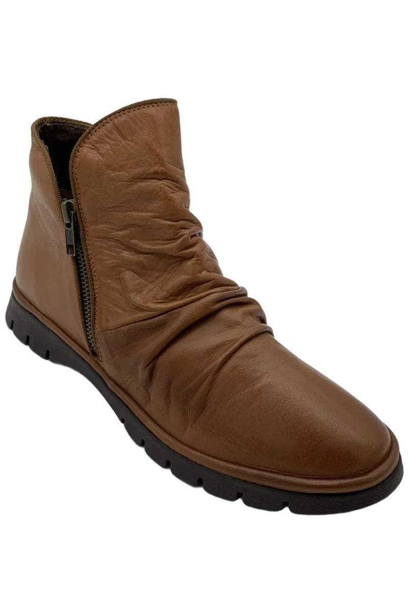 Miz Mooz Women's Leather Ruched Ankle Boots Dianne Brandy | eBay