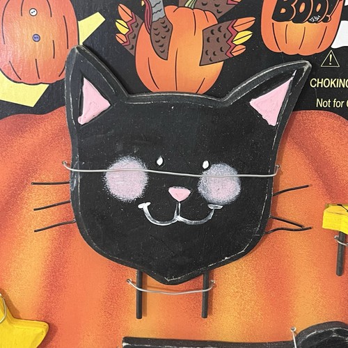 PUSH INS DE CALABAZA DE MADERA GATO NEGRO CREATE-A-PUMPKIN DE Halloween de colección Nuevo - Imagen 2 de 5