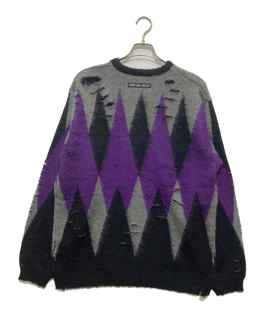 CAPTAINS HELM Worn Out Crew Sweater Size: L Black x purple CH23-AW-K01 Men View 2