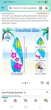 2 Pcs 60" Long Inflatable Surf Board Luau Decoration Theme Beach Pool Toy Tro...