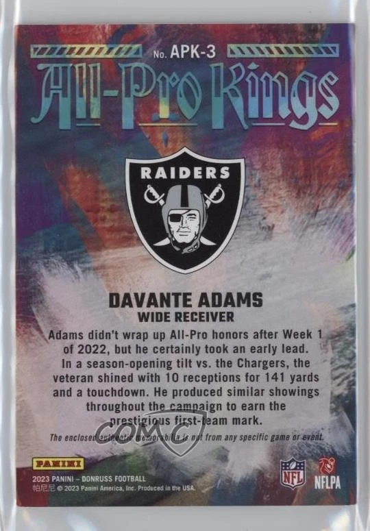 2023 Panini Donruss All-Pro Kings /399 Davante Adams #APK-3 - Image 2 of 2