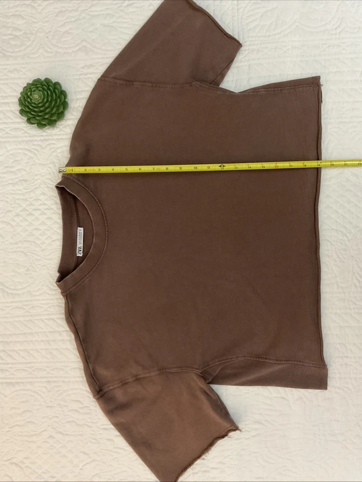 Sudadera Zara Recortada Manga Corta Color Óxido Talla Pequeña Foto 4 de 4