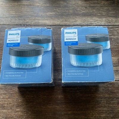 2 BOXES PHILIPS NORELCO QUICK CLEAN POD CARTRIDGES 4 TOTAL  NEW FAST SHIP