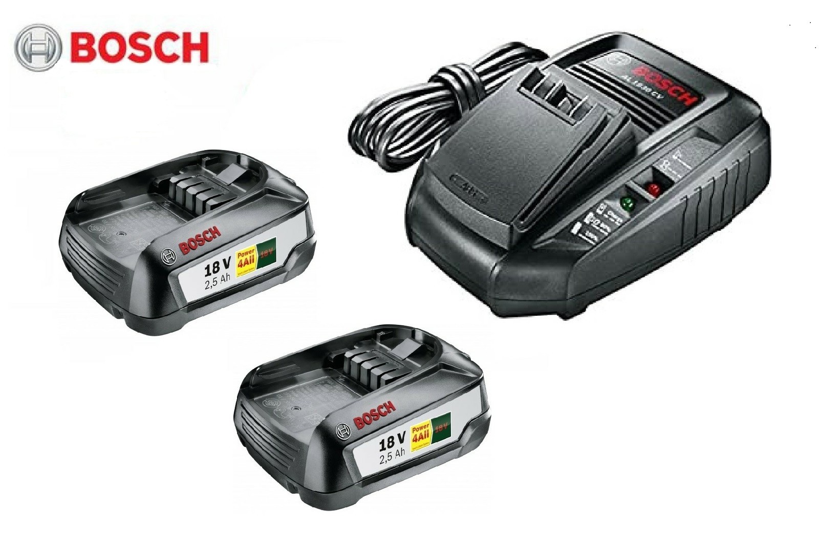 Chargeur AL 1830 CV intelligent et 2 batteries Bosch 18V à recharge rapide 2.5Ah