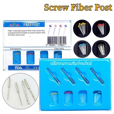 AAA Dental Endo Fiber Post Resin High-intensity Screw Thread Glass +4*Drills
