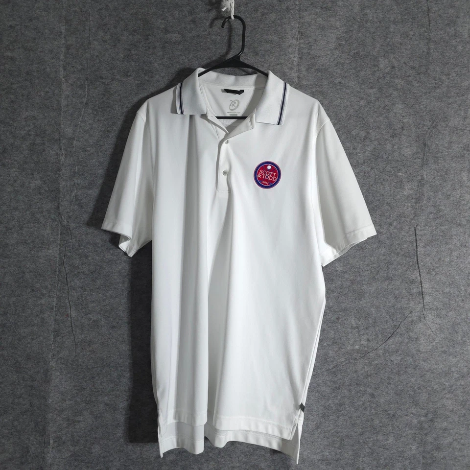 Polo de golf Scott & Todd Zero Restriction para hombre actuaciones blanco logotipo grande Foto 3 de 4
