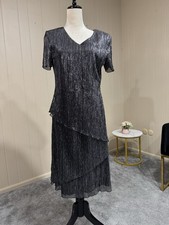 Under Knee Black Silver Shiny Dress