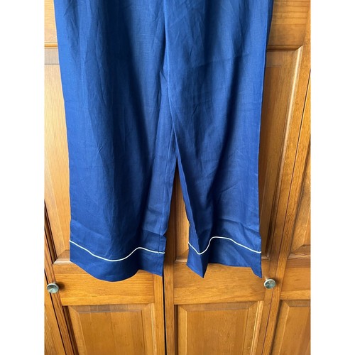 NWT Hill House Women's The Skylar Wide Leg Cropped Linen Pant Navy Blue Size M - Imagen 5 de 10