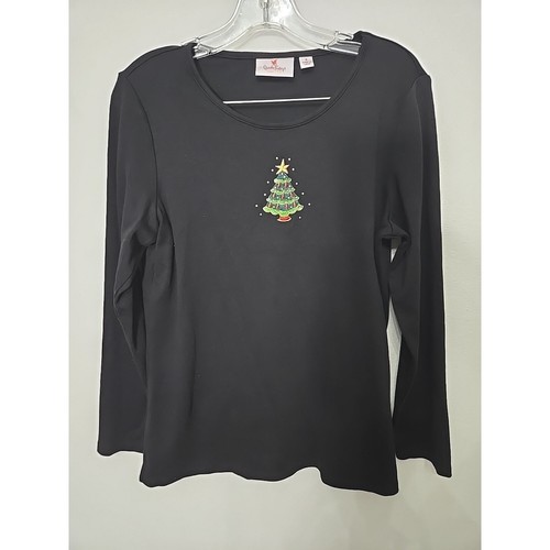 Quacker Factory Holidaze Long Sleeve Tops - Tree Size Small