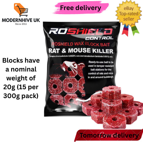 ROSHIELD Rat Mouse Poison Blocks 300g Super Strength Fast Acting Killer Refill
