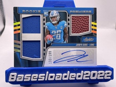 2023 Panini Absolute - Rookie Premiere Materials Jahmyr Gibbs Autographs /199