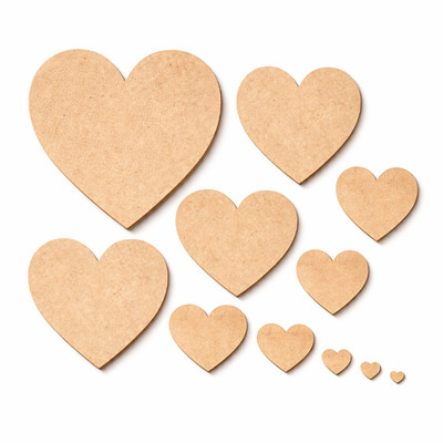 MDF Herzform Basteln - 1 bis 10 cm - unbemalt Großpackung für DIY & Scrapbooking
