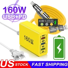 160W 7-Port USB C Fast Wall Charger Block Charging Station for Multiple Devices