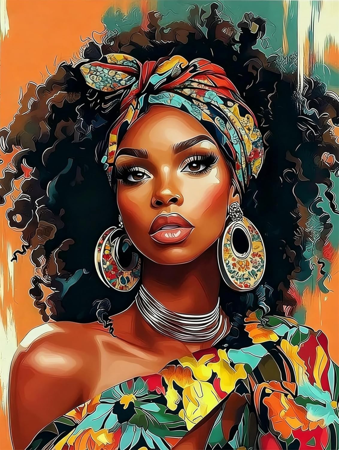 Nianxi Black Woman Paint by Numbers for Adults,Africa Painting by Number Kits C