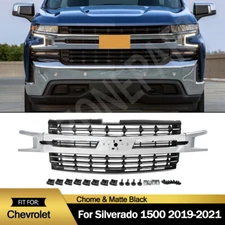 For 2019 2020 2021 Chevy Silverado 1500 LT RST Front Bumper Grille Chrome Grill