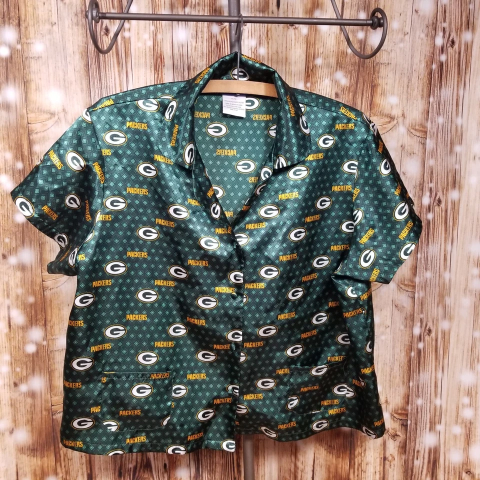 Green Bay Packers Reebok Verde Para Mujer Botones Manga Corta y Pantalones Cortos PJ Set XL Foto 2 de 4