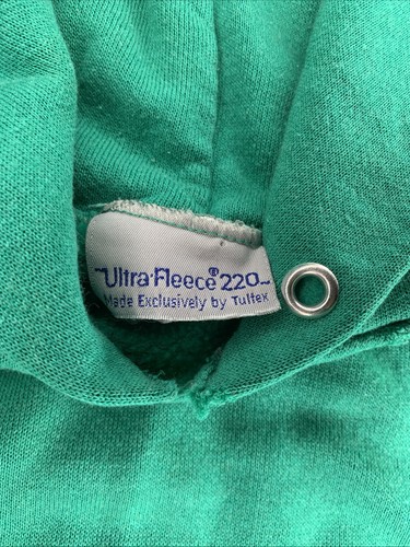 Vintage 90s Ultrafleece Hoodie Youth Medium 5-6 Teal Hooded Sweatshirt - Picture 8 of 15
