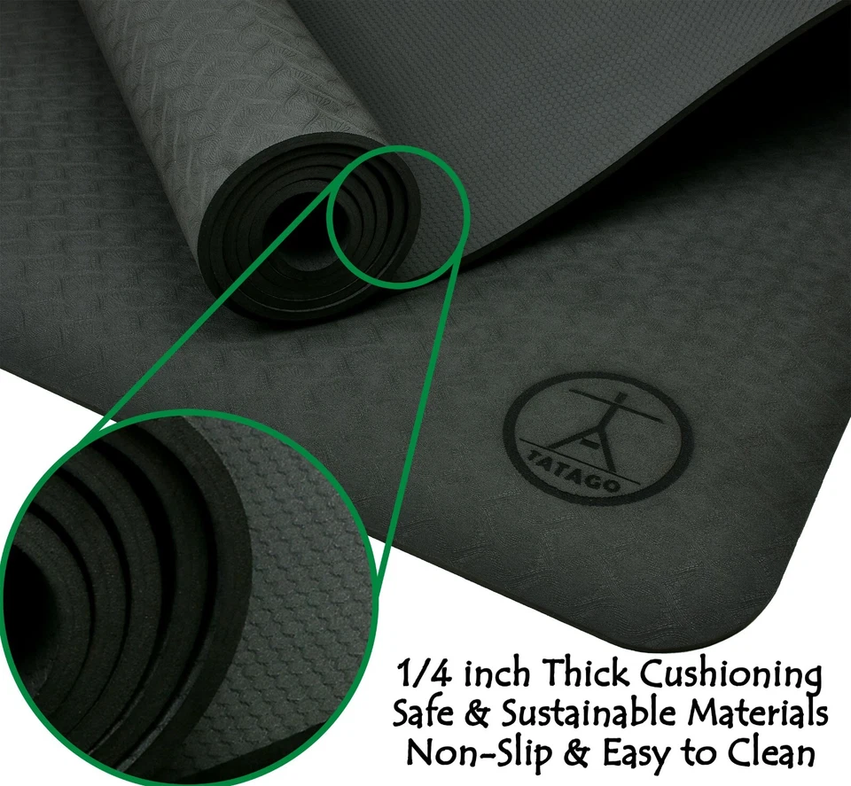 Yoga Mat Thick & Long for Home Workout. 84x30 (1/4" thick) XL Exercise Mat - Image 3 of 4