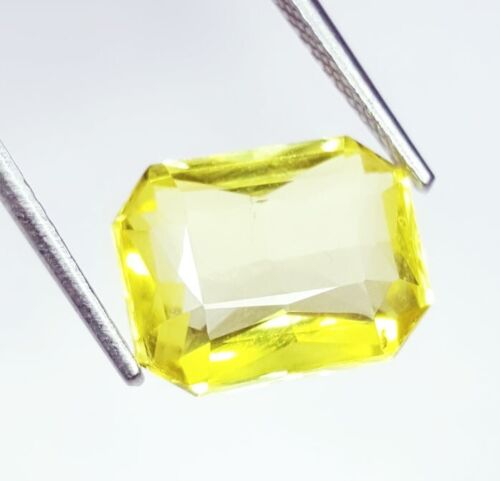Piedra preciosa suelta zafiro amarillo natural 8,87 quilates certificado corte octágono transparente - Imagen 2 de 11