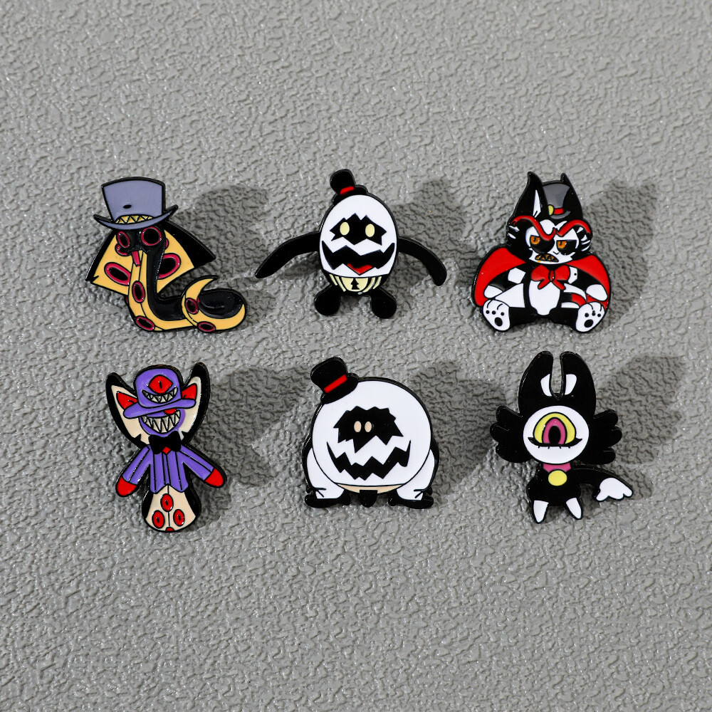 6pcs Hazbin Hotel Egg Boiz Husk Adam Chest Brooch Badge Metal Pin