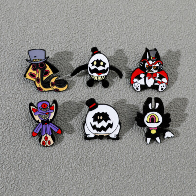 6pcs Hazbin Hotel Egg Boiz Husk Adam Chest Brooch Badge Metal Pin