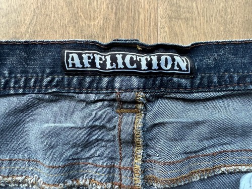 Affliction Blake 40 x 34 - Black Premium Distressed Relaxed Straight Denim Jeans - Picture 7 of 21