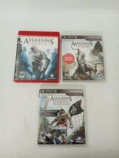 Lot Of 3 Assassins Creed I,III, & IV Black Flag  All VG+  Tested     EB-14708
