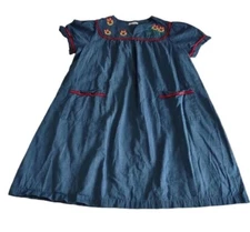 Go Softly Patio XL Chambray Owl Embroidered 100% Cotton Dress