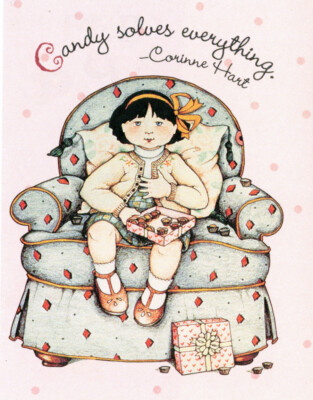 CANDY SOLVES EVERYTHING Chocolat-Handmade Valentine Magnet-w/Mary Engelbreit art