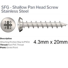 Window Hinge Screws Stainless steel 4.3mm x 20mm fixing uPVC PVC friction Stay