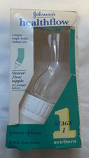 Johnsons Healthflow Newborn Stage 1 Clear Bottle 4 oz 1996 Vtg NOS Damaged Box