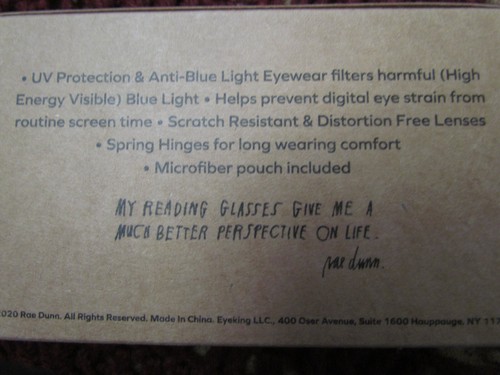 Rae Dunn Premium Blue Light Blocking Reading Glasses 0.00 Clear Frames - Picture 2 of 2