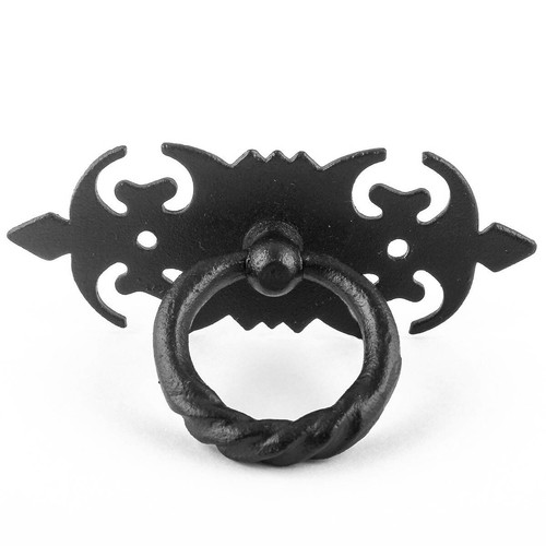 Ring Pull Cabinet Drawer Door Wrought Iron Black 3 1/2" Pack of 10 - Picture 6 of 7