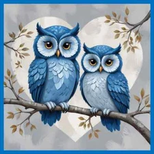 30 Custom Blue Owl Art Personalized Address Labels