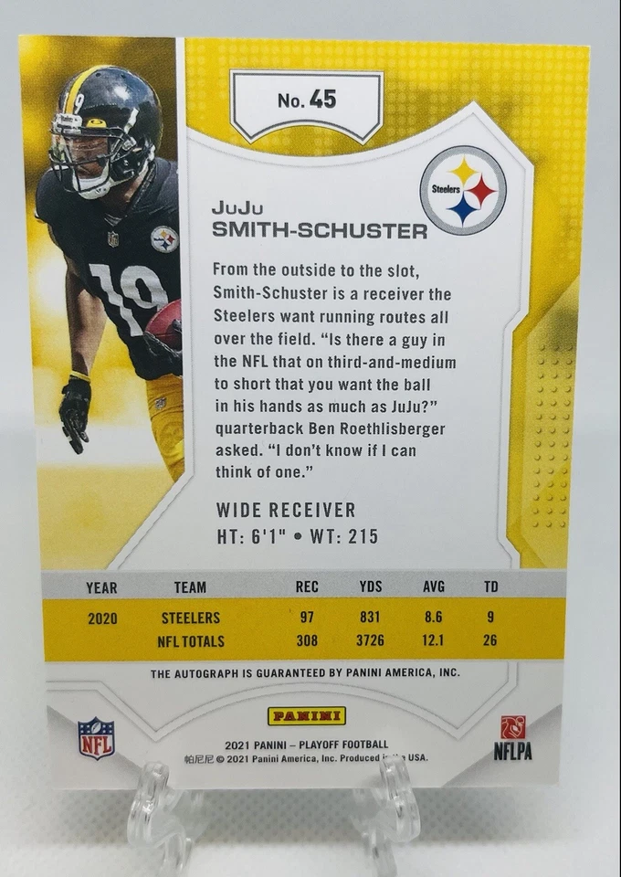 2021 PANINI PLAYOFF AUTOGRAPHS #45 JUJU SMITH-SCHUSTER AUTO STEELERS - Image 2 of 2