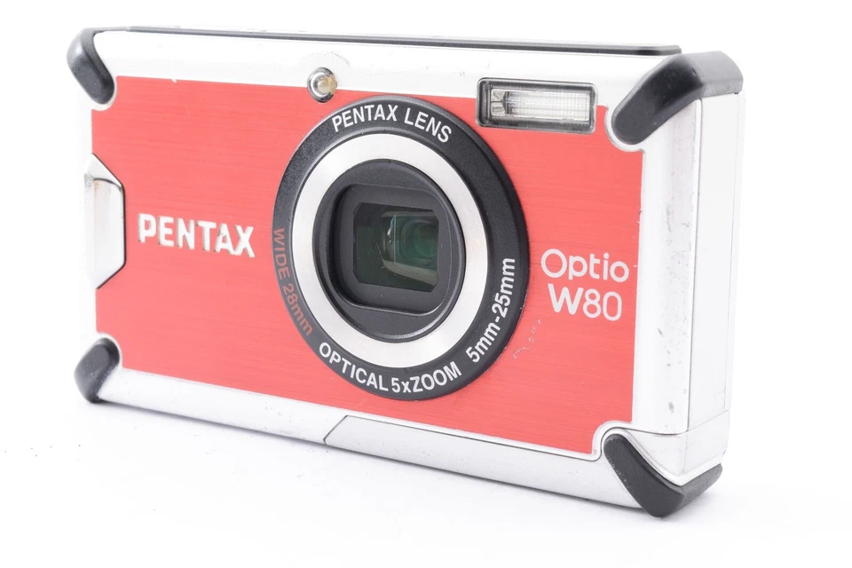 🚀🎁《EXC+5》Pentax OPTIO W80 Red Waterproof Digital Camera With SD Card JAPAN✈✈✈✈ - Image 2 of 4