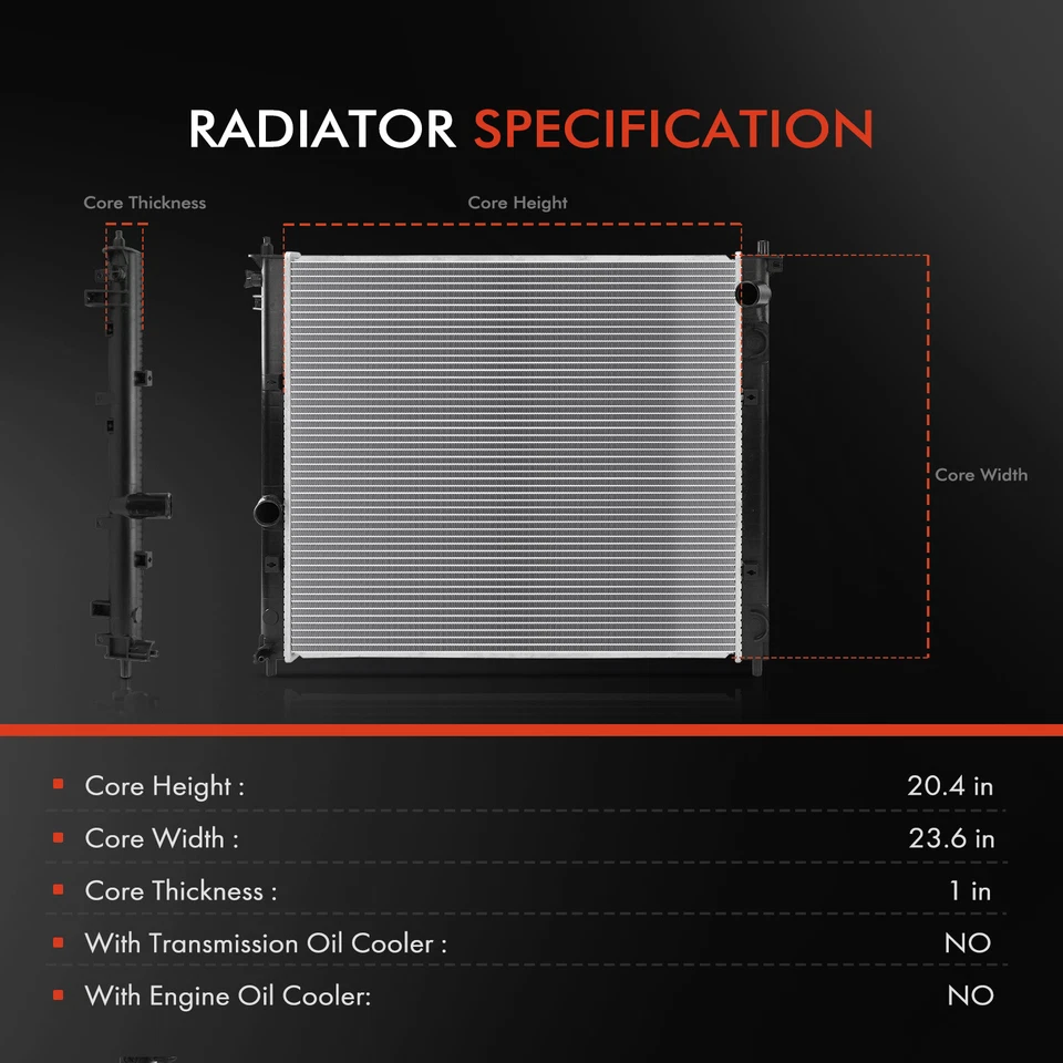 Radiator w/o Oil Cooler for Cadillac SRX 2004 2005 2006 2007-2009 STS 2005-2006 - Image 2 of 4