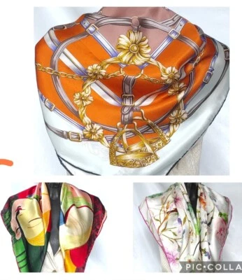 foulard PURA SETA 100% Scialle Sciarpa Stola 90x90 Orlino Coprispalle