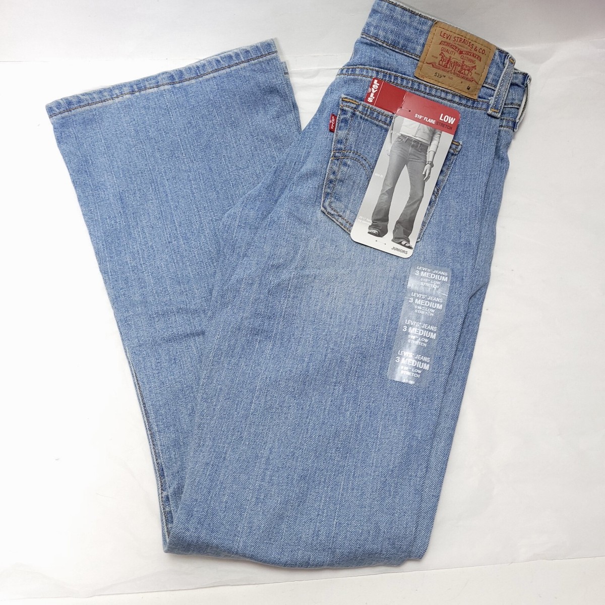 NWT* Y2K FLARE Levis 519 Low Rise Blue Denim Size 3 JR-M 28x32