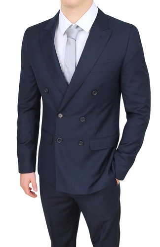 Abito uomo sartoriale doppio petto blu scuro elegante formale smoking  cerimonia | eBay