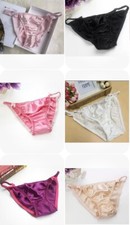 6 Pieces-Ladies/Girls 100 mulberry silk panties briefs bikinis w/bow-Size L/XL