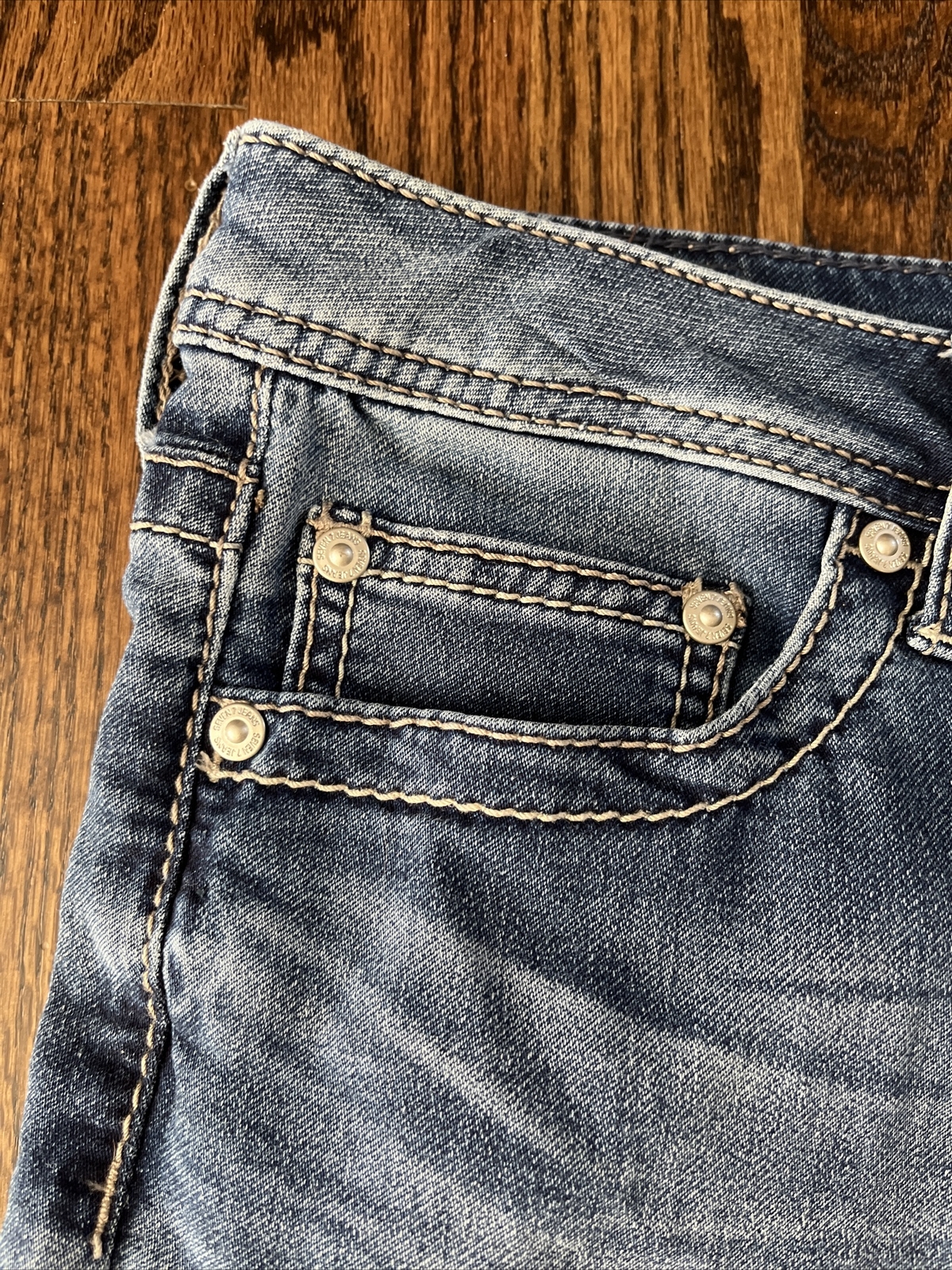 Seven7 Jeans Shorts Womens Size 12 Med Wash Blue Denim Waist 34 - View 2