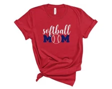 Personalized Softball Mom Glitter T-Shirt Custom Softball Mom Sports Tee