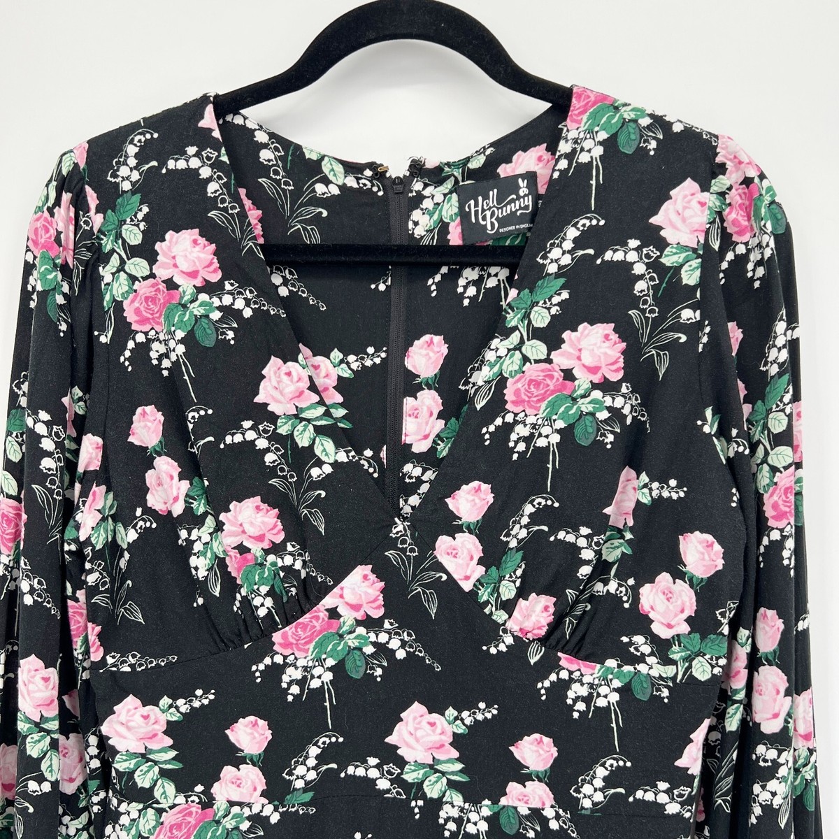 Hell Bunny Floral Rose Print Retro Dress Womens M Black Rockabilly Rayon Swing | eBay Hell Bunny Floral Rose Print Retro Dress Womens M Black Rockabilly Rayon Swing | eBay