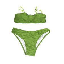 ZAFUL Green Convertible Textured Bikini 2 Piece Cheeky Bathing Suit Sz 4 NEW
