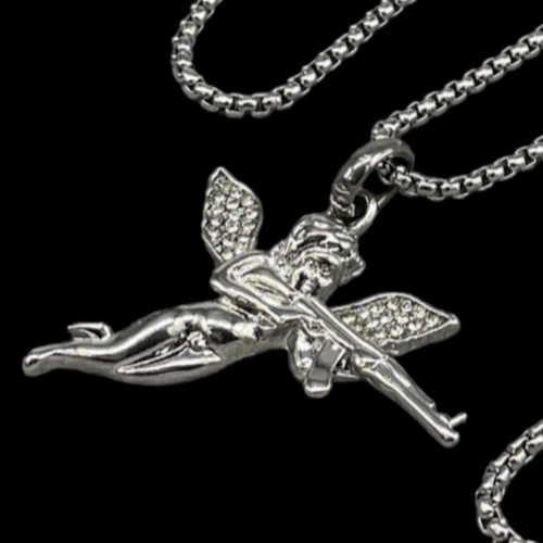 Collana MicLee Con Ciondolo A Pistola In Argento 925 E Zirconi - Gioiello Creativo Moderno Per Donne, Catena 45cm